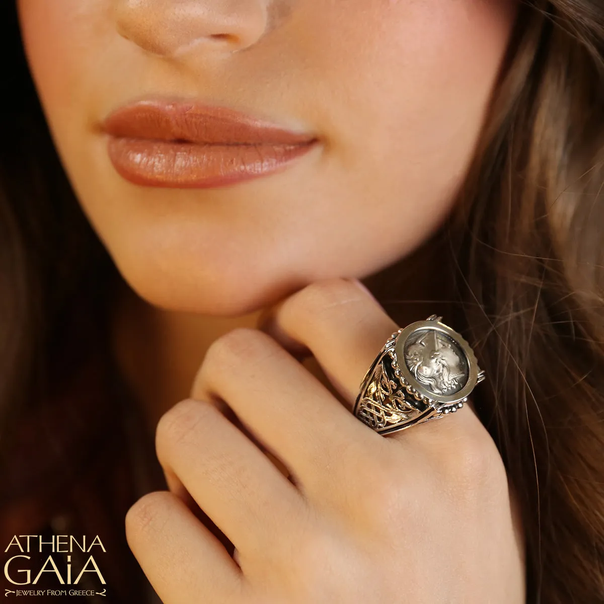 Athena Silver Coin Ring