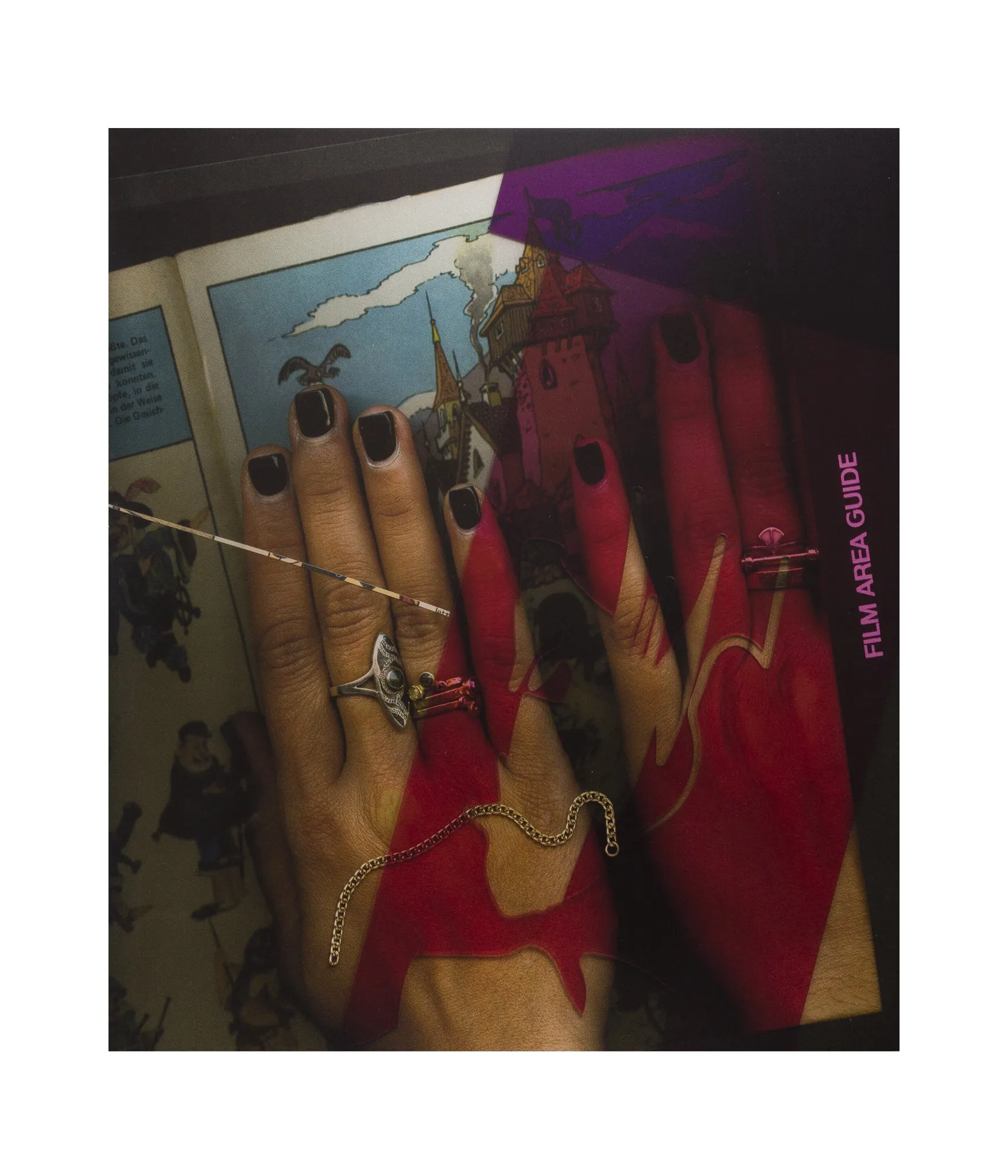 Baseera Khan, Film Area Guided Hands, 2020; Signed and Numbered Limited Edition Print on Anodized Aluminum