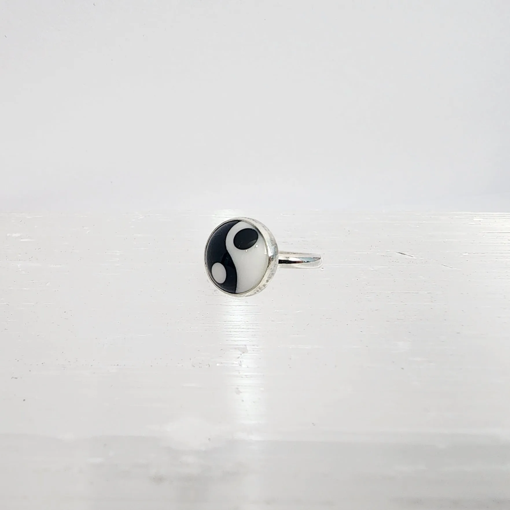 Black and White Peace Sign Ring / made to order