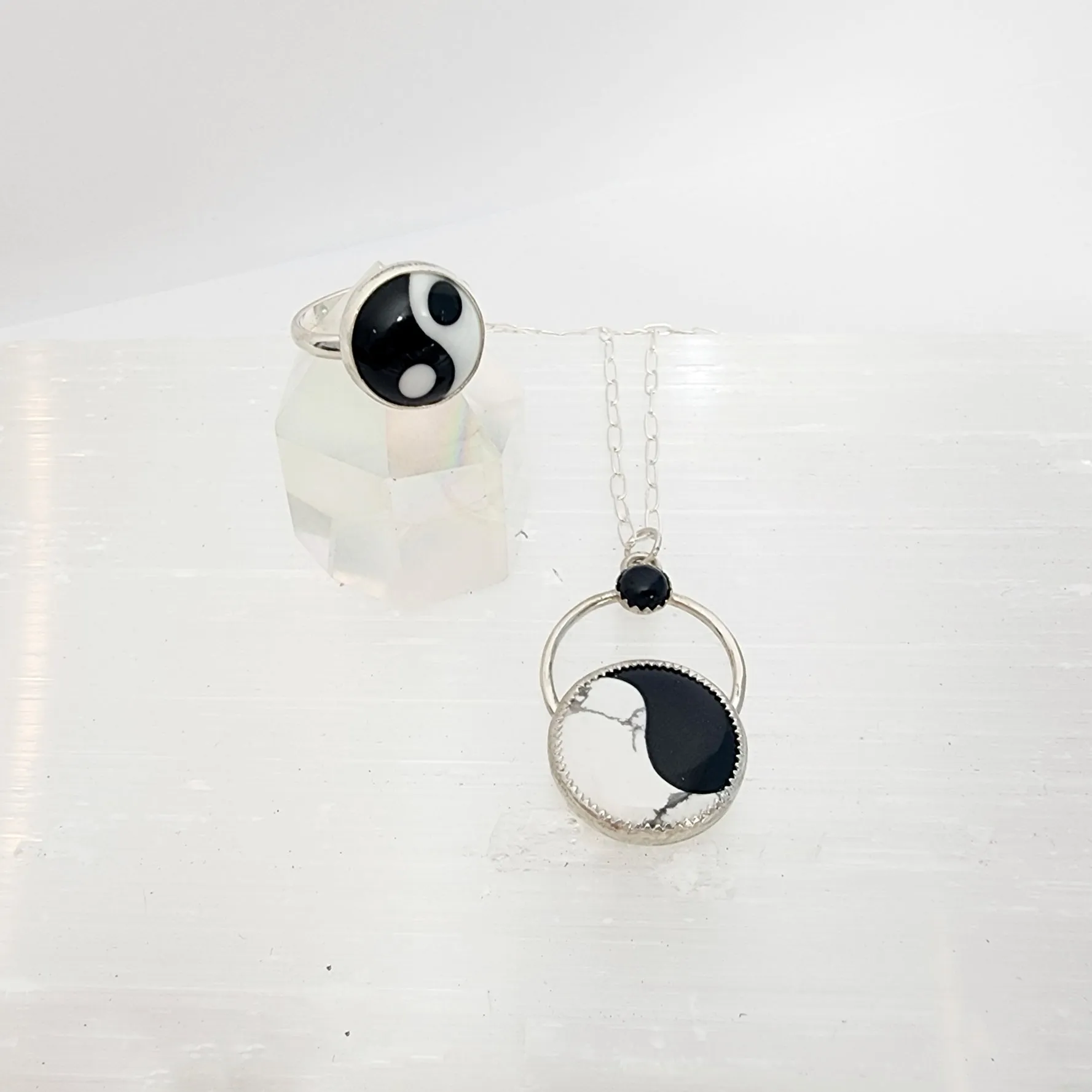 Black and White Peace Sign Ring / made to order