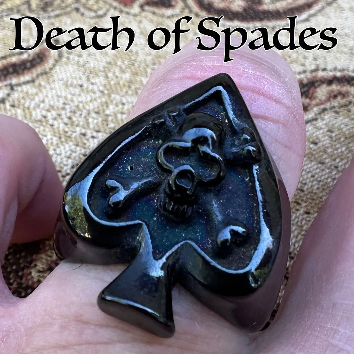 BLACK 'Death of Spades' Big & Bold Spade Ring With Skull & Crossbones (#671black)
