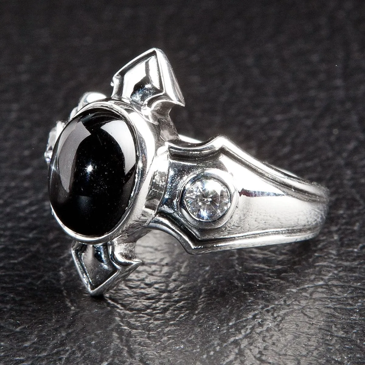 Black Onyx Sterling Silver Mens Ring