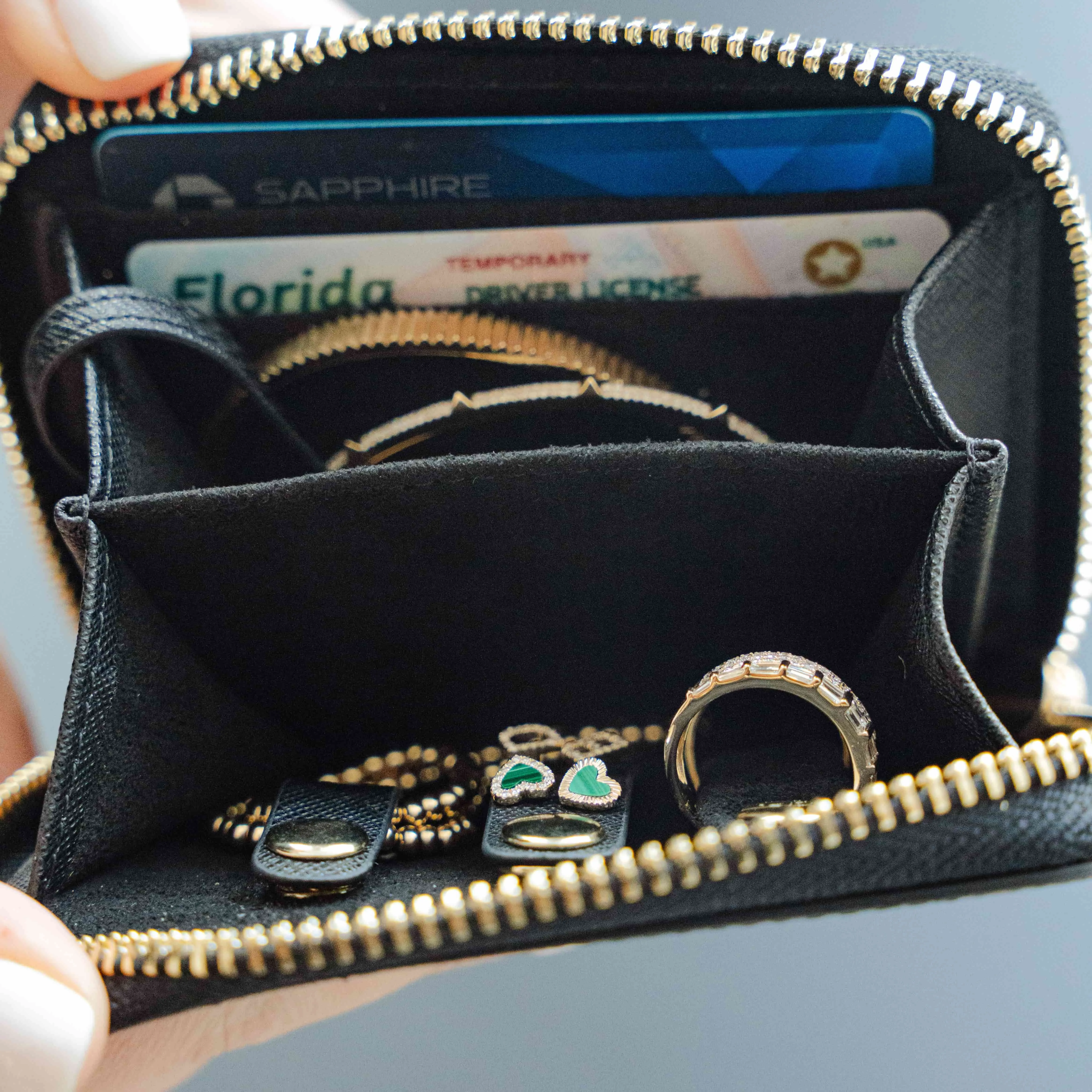 Black Travel Jewelry Wallet
