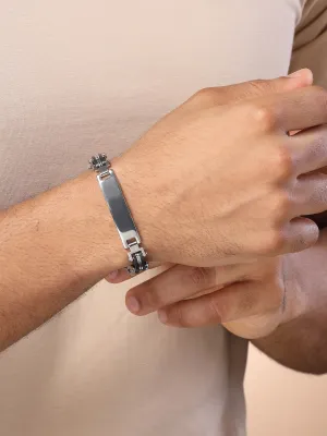 Bohey by KARATCART Black and Silver Link Bracelet for Men
