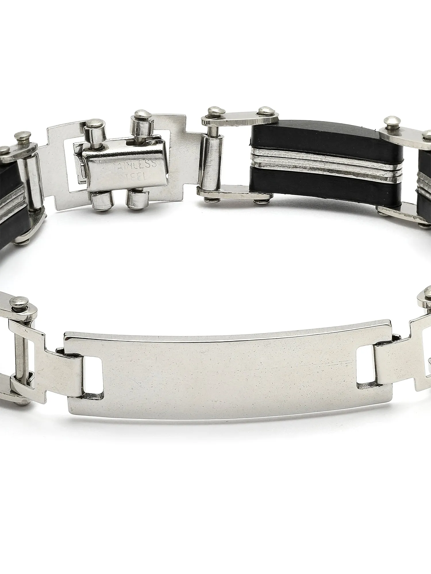 Bohey by KARATCART Black and Silver Link Bracelet for Men
