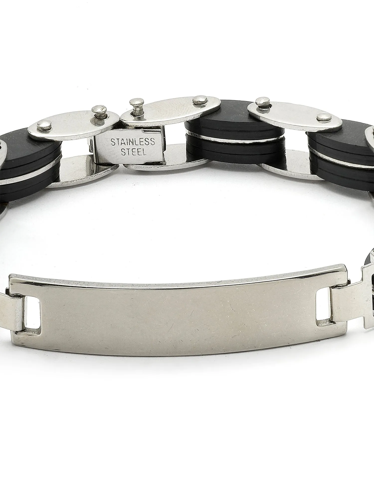 Bohey by KARATCART Black and Silver Link Bracelet for Men