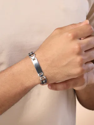Bohey by KARATCART Black and Silver Link Bracelet for Men
