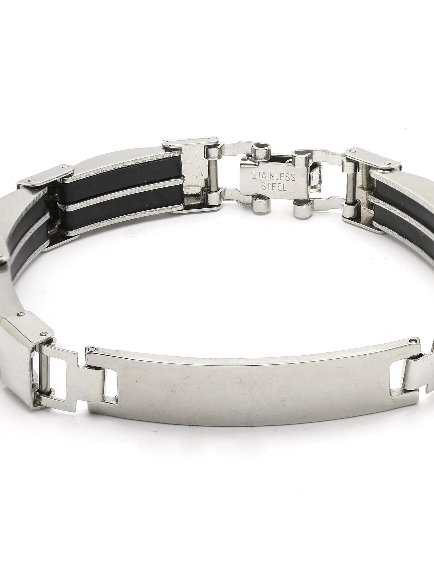 Bohey by KARATCART Black and Silver Link Bracelet for Men