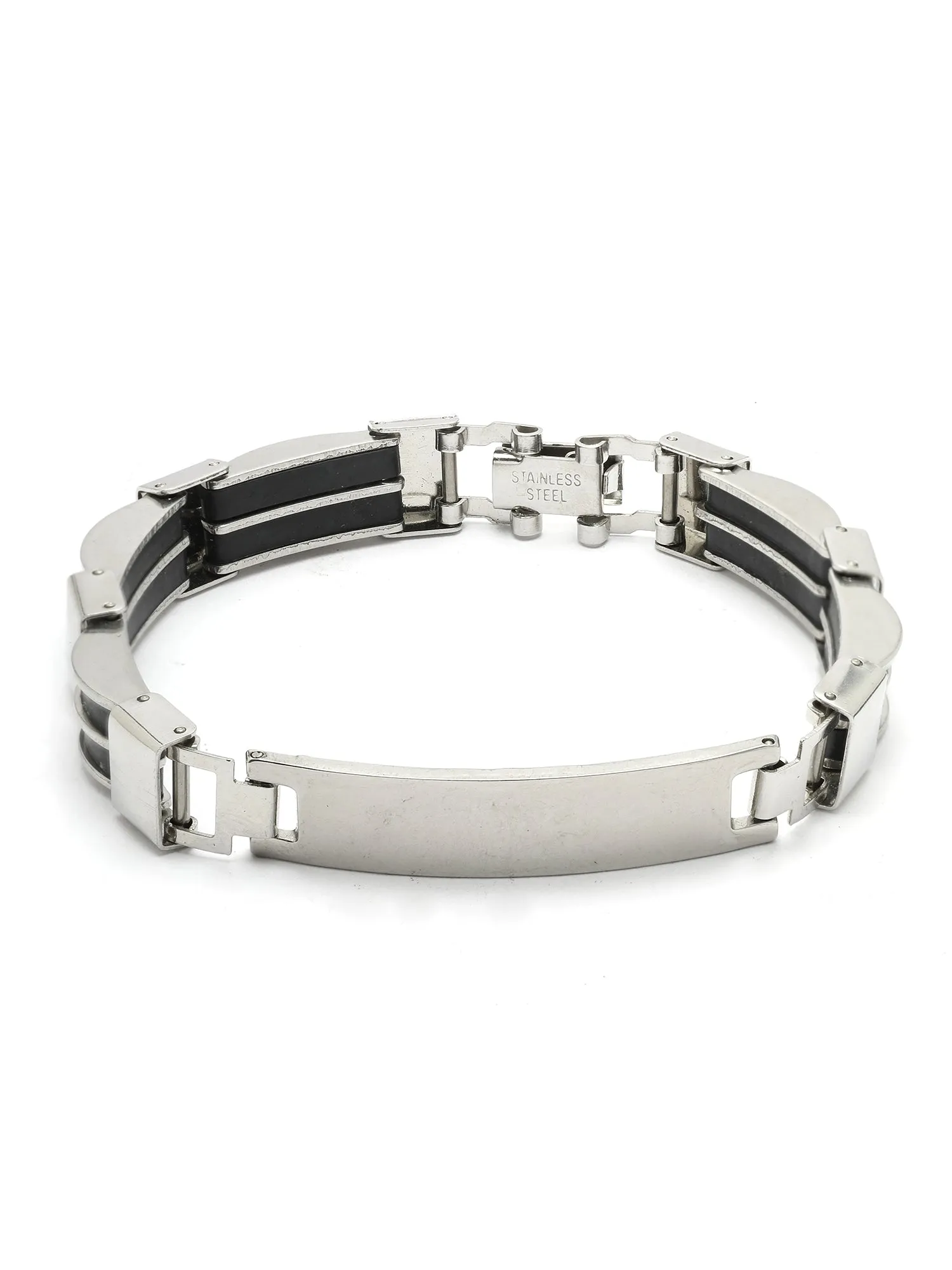 Bohey by KARATCART Black and Silver Link Bracelet for Men
