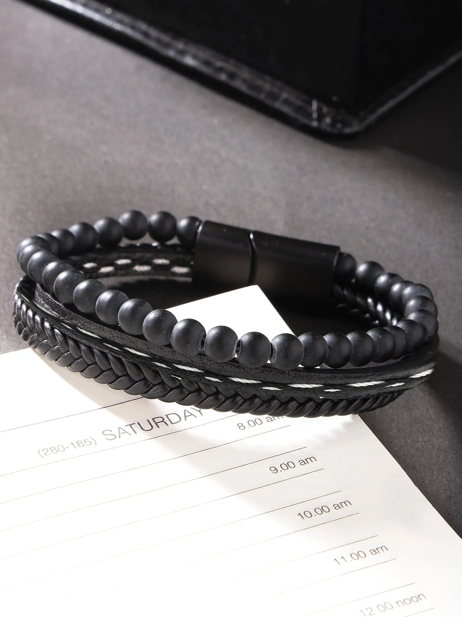 Bohey by KARATCART Men Leather Wraparound Bracelet