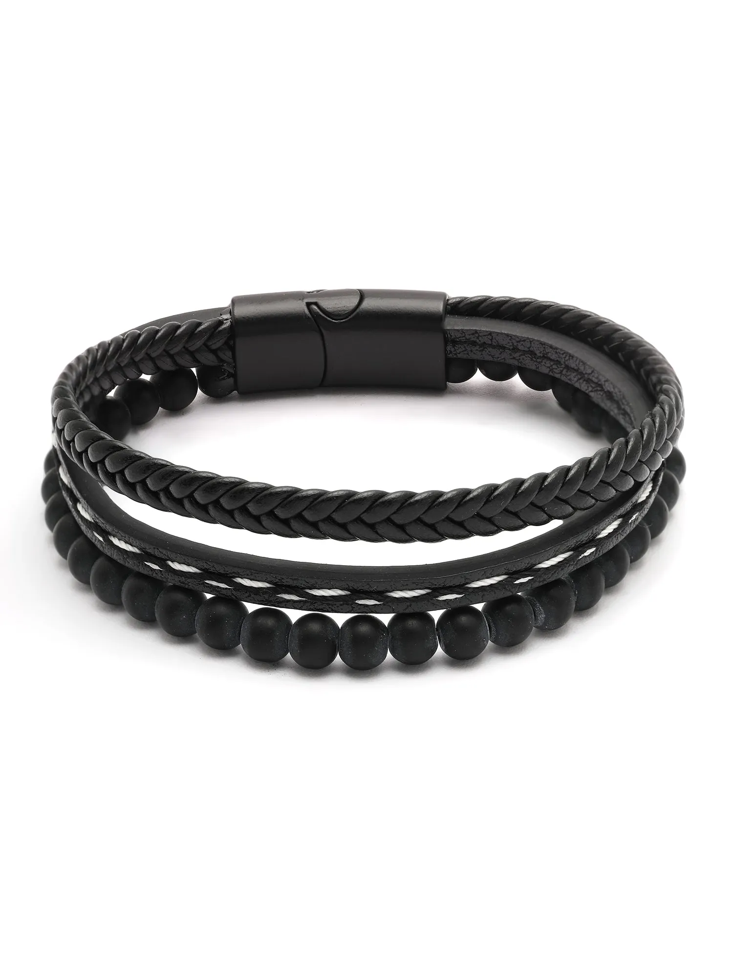 Bohey by KARATCART Men Leather Wraparound Bracelet