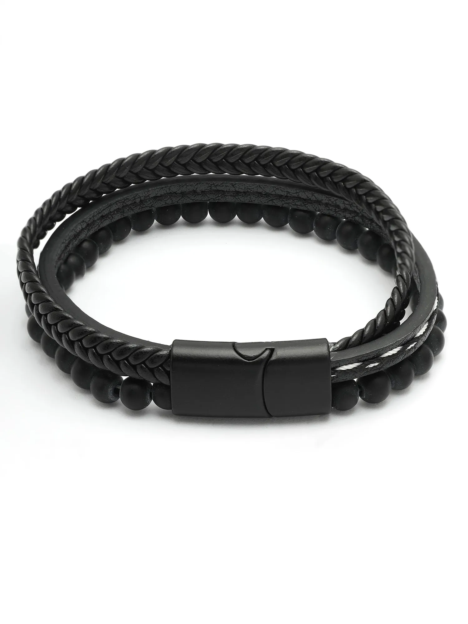 Bohey by KARATCART Men Leather Wraparound Bracelet