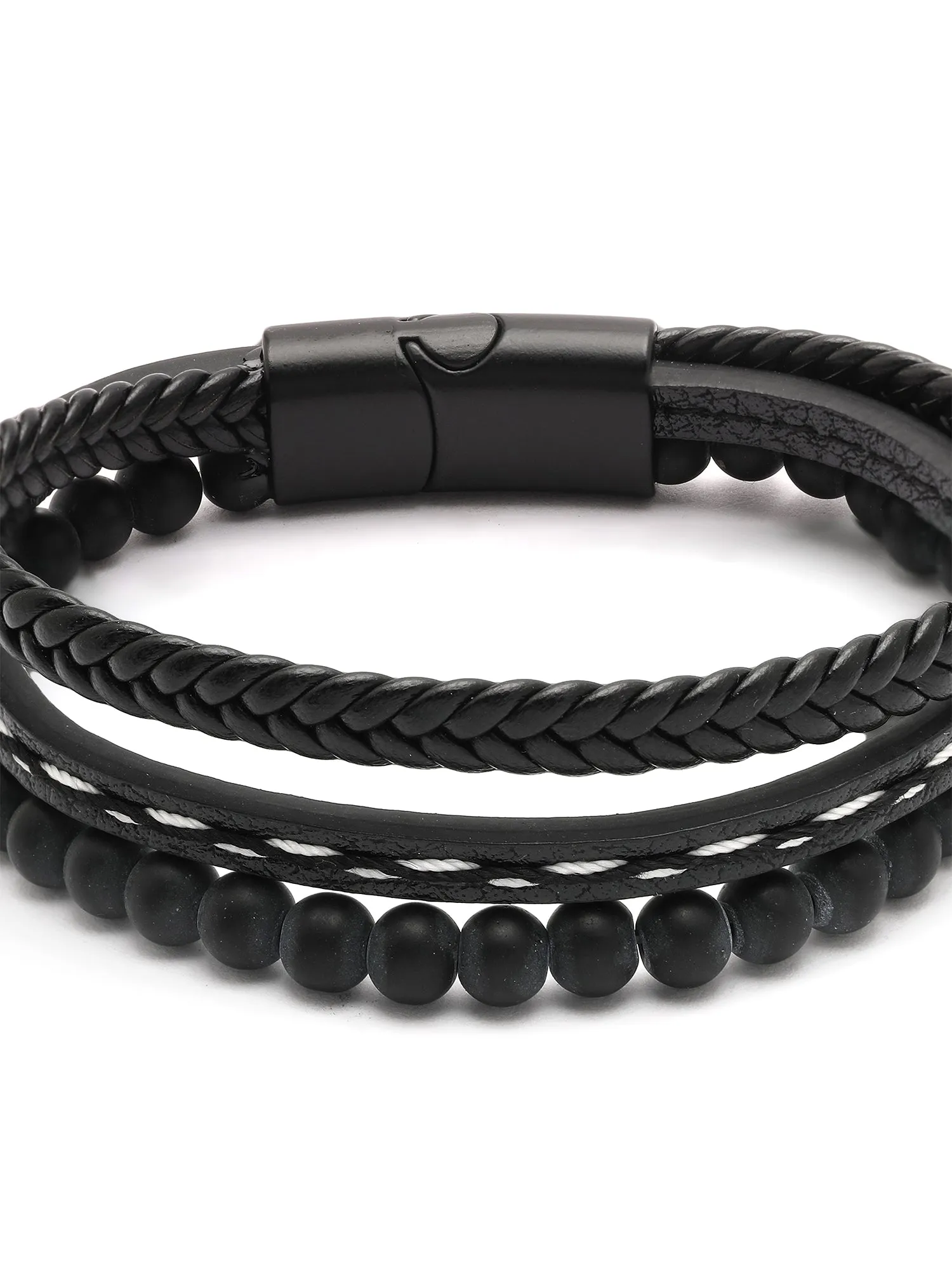 Bohey by KARATCART Men Leather Wraparound Bracelet