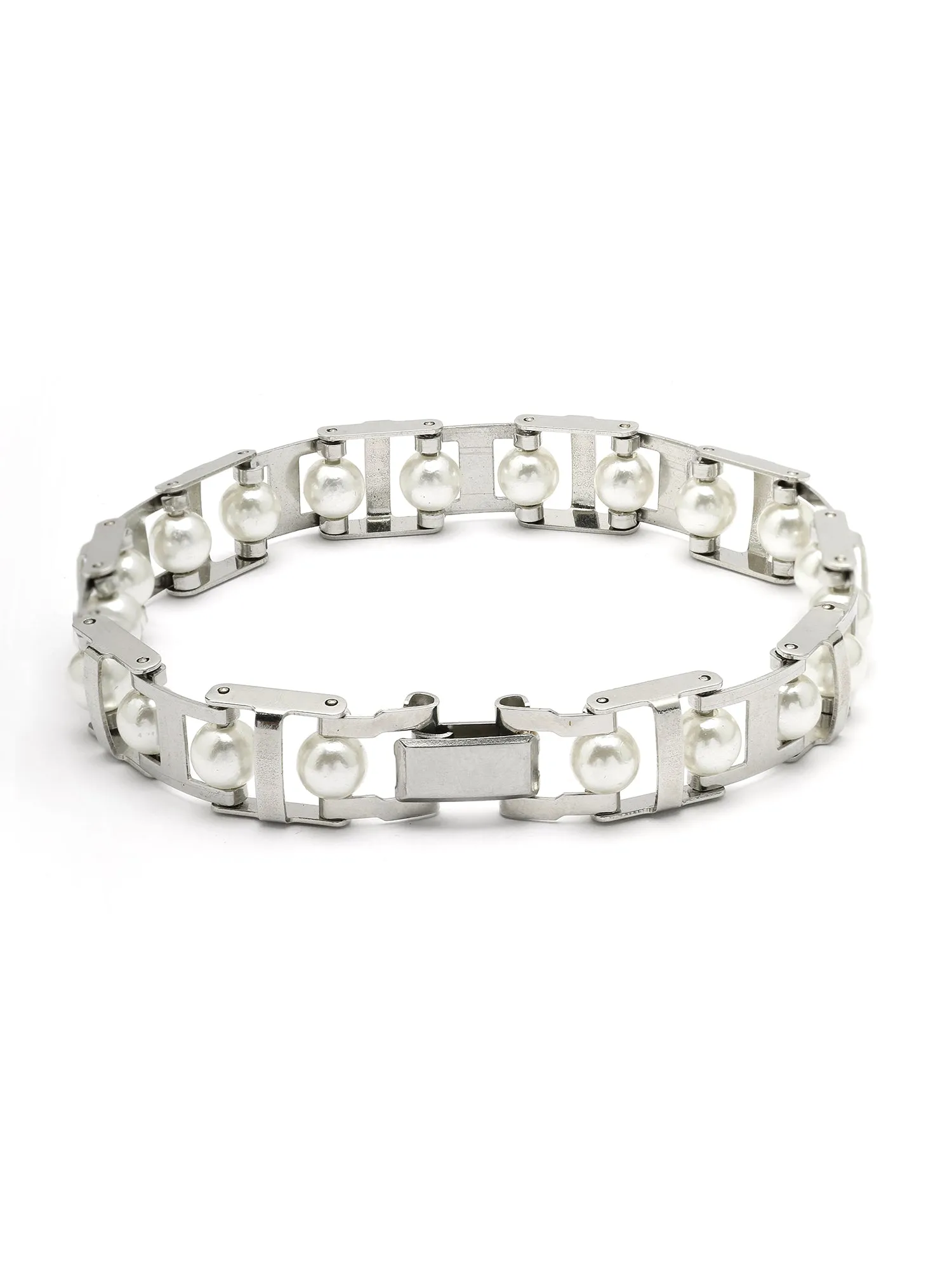 Bohey by KARATCART Silver Plated Link Chain Bracelet for Men