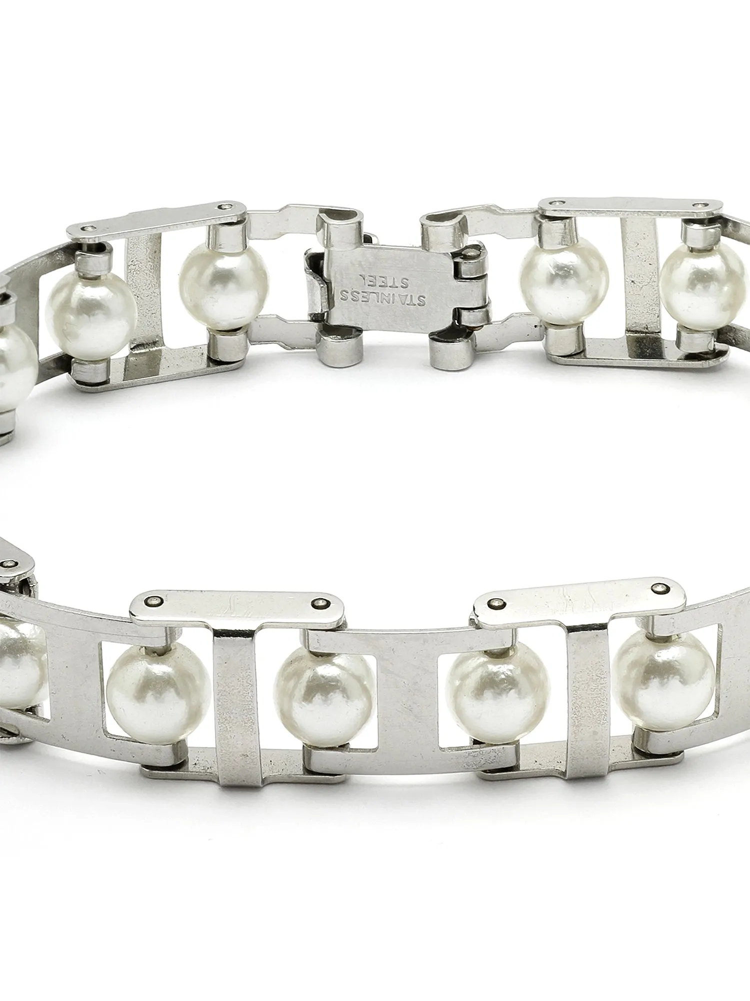 Bohey by KARATCART Silver Plated Link Chain Bracelet for Men
