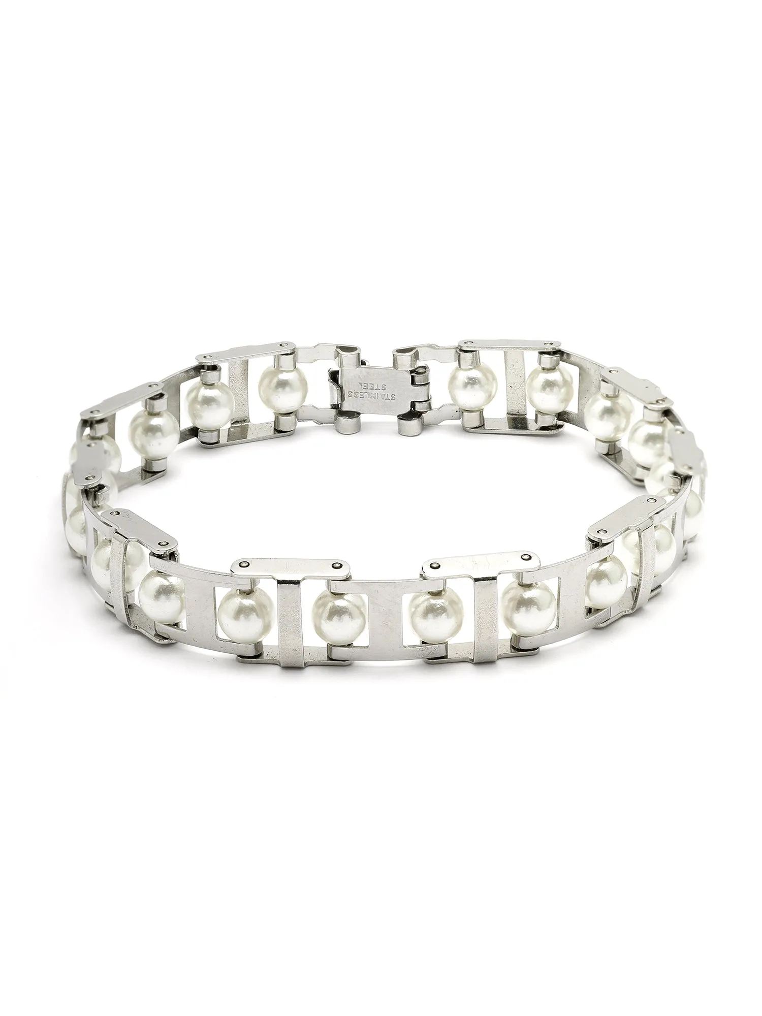 Bohey by KARATCART Silver Plated Link Chain Bracelet for Men