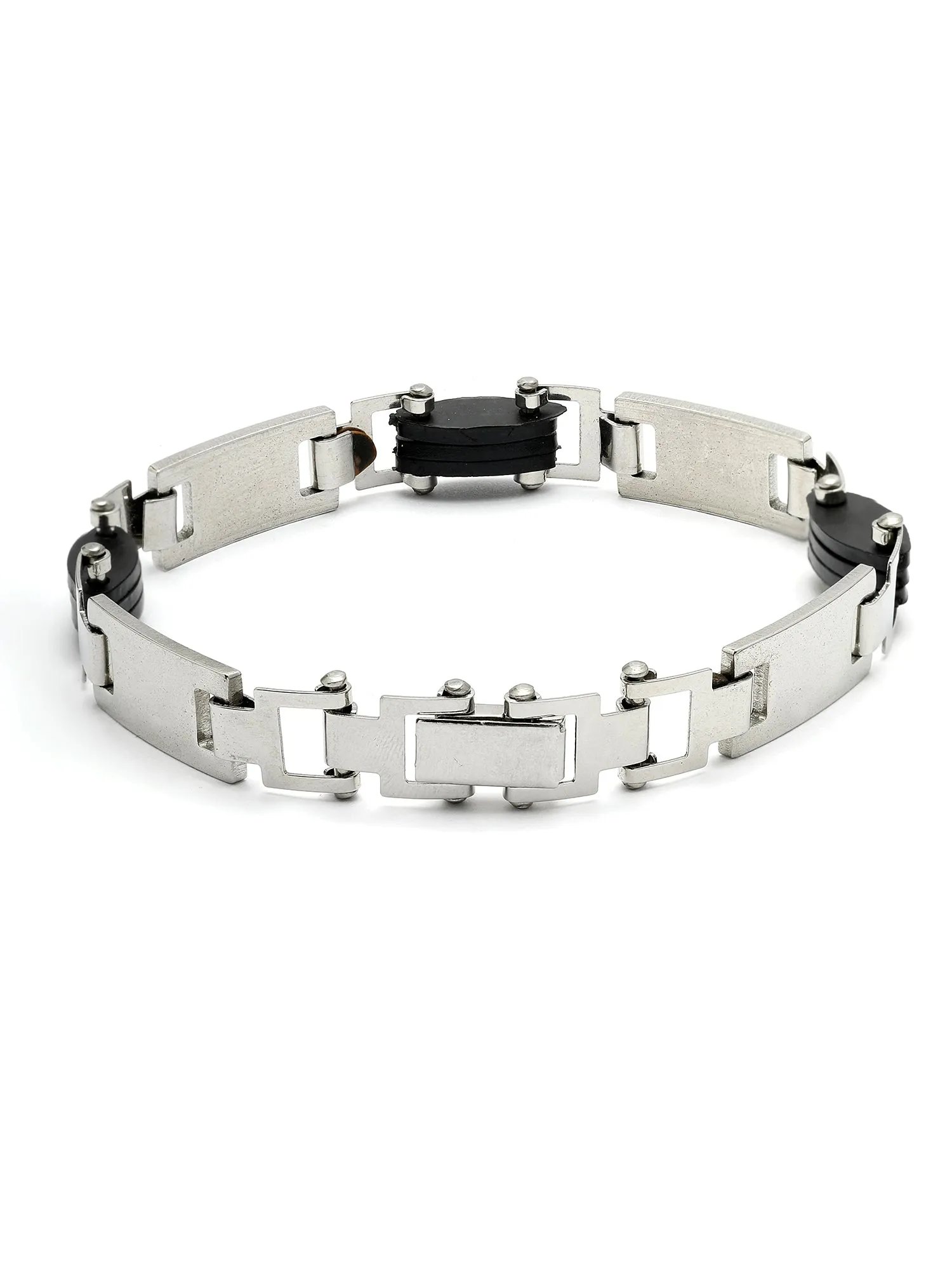 Bohey by KARATCART Silver Plated Link Chain Bracelet for Men