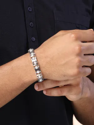 Bohey by KARATCART Silver Plated Link Chain Bracelet for Men