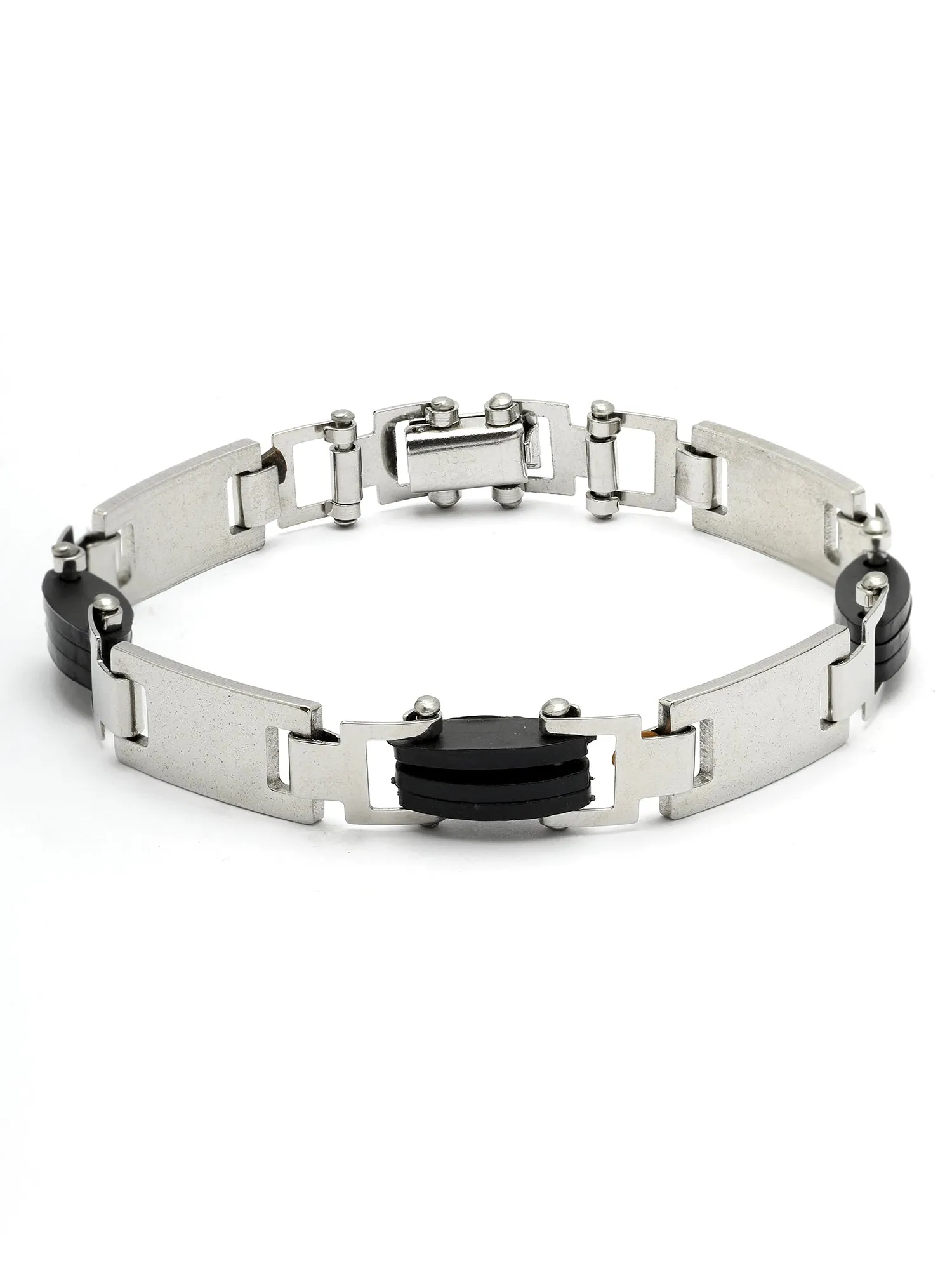 Bohey by KARATCART Silver Plated Link Chain Bracelet for Men