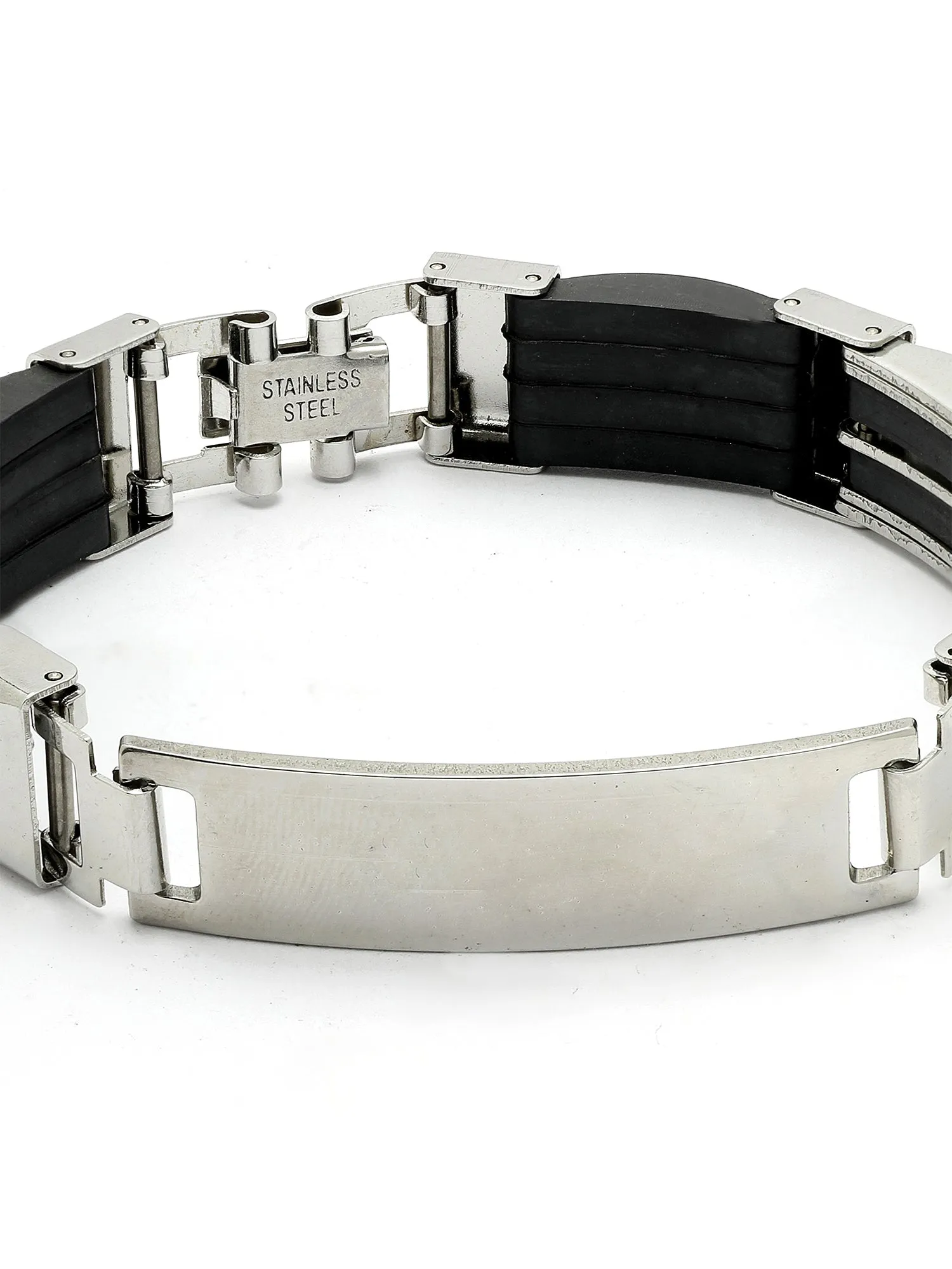 Bohey by KARATCART Silver Plated Pearl Link Chain Bracelet for Men