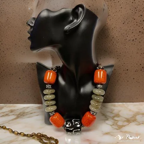 Bone Wooded Jumbo African Inspired Beaded Necklace