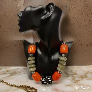 Bone Wooded Jumbo African Inspired Beaded Necklace