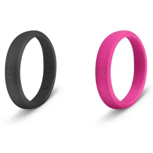 botthms Ladies Double Set Silicon Ring – Black/Pink