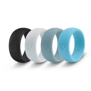 botthms Silicone Rings Combo Pack - 4 Black, Grey, Teal & Turquoise