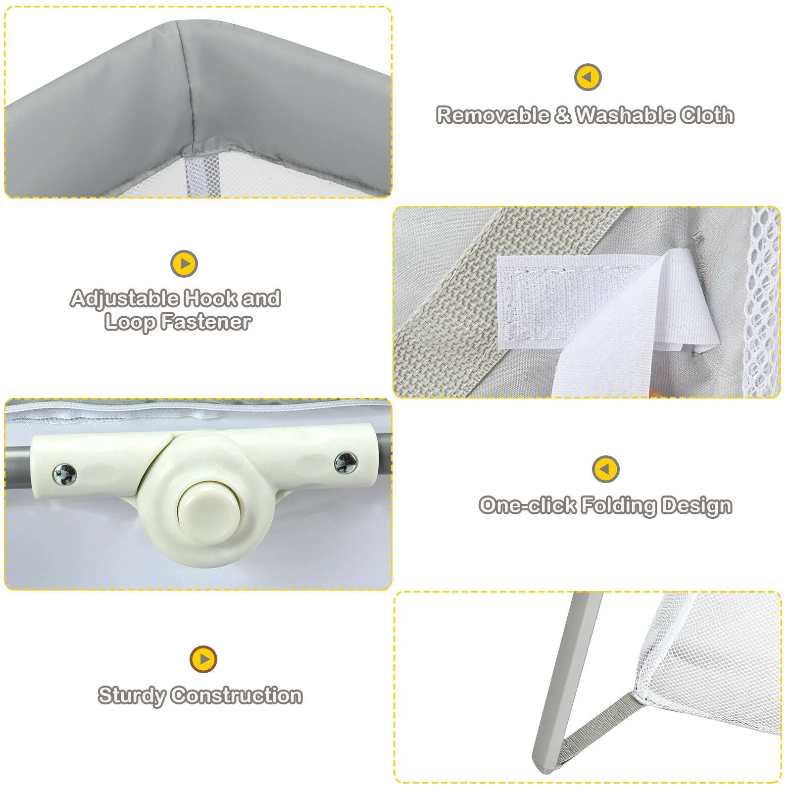 Breathable 2-in-1 Travel Cot Playpen with Spine Supporting Mattress & Carry Bag | Portable Crib | Grey