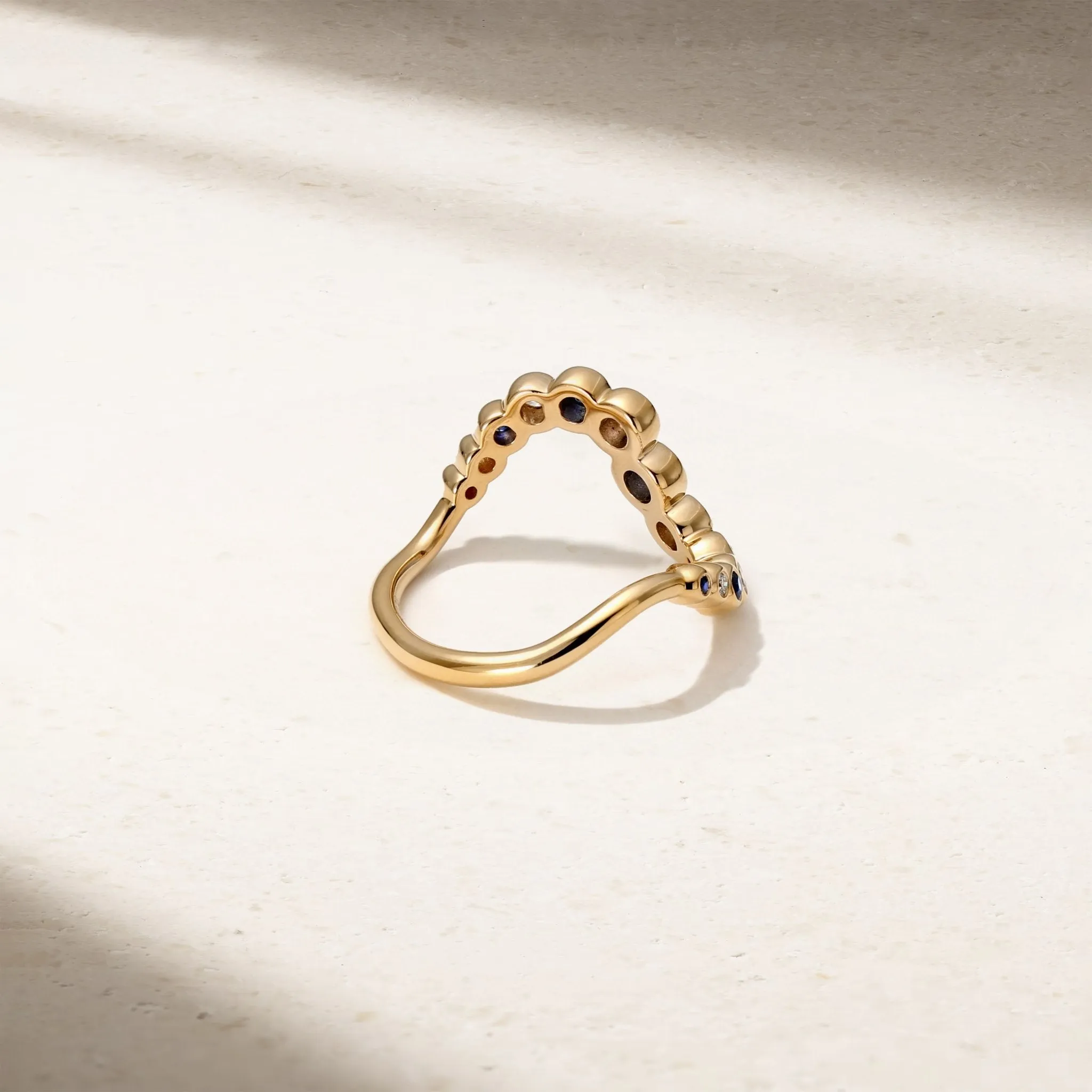 Bubbly Wave Sapphire and Diamond Ring