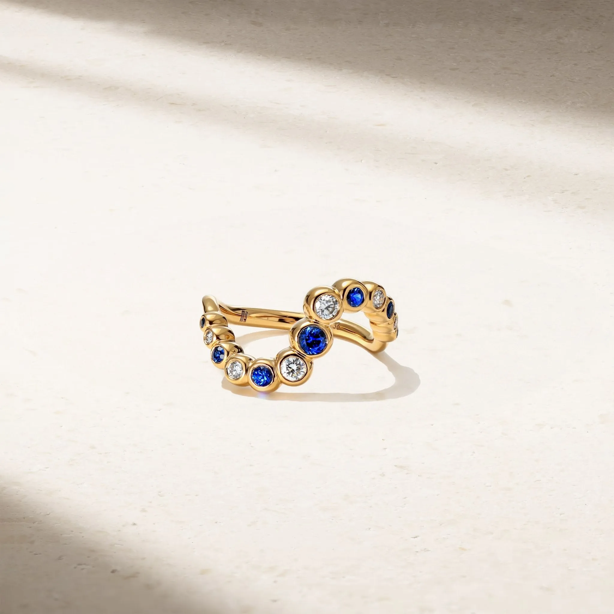 Bubbly Wave Sapphire and Diamond Ring