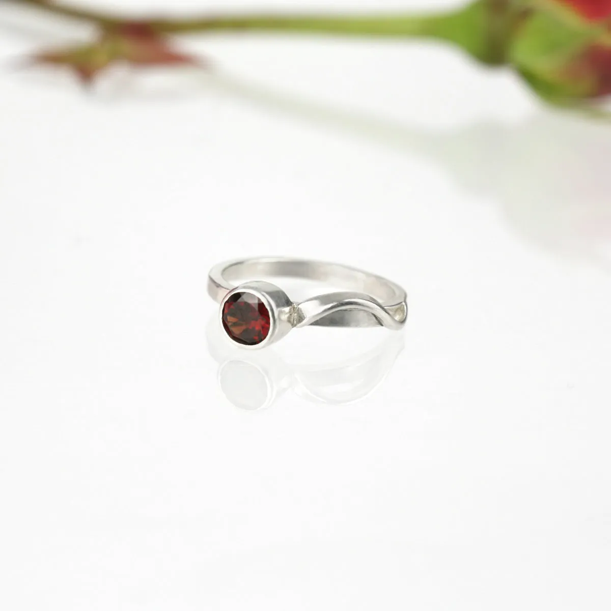 Cascade Ring with 5mm Garnet