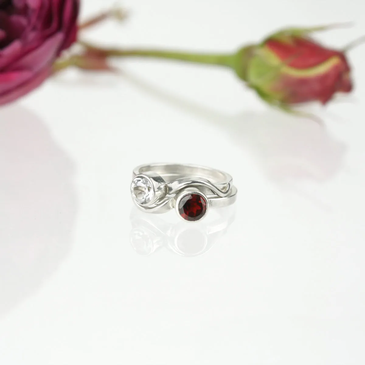 Cascade Ring with 5mm Garnet