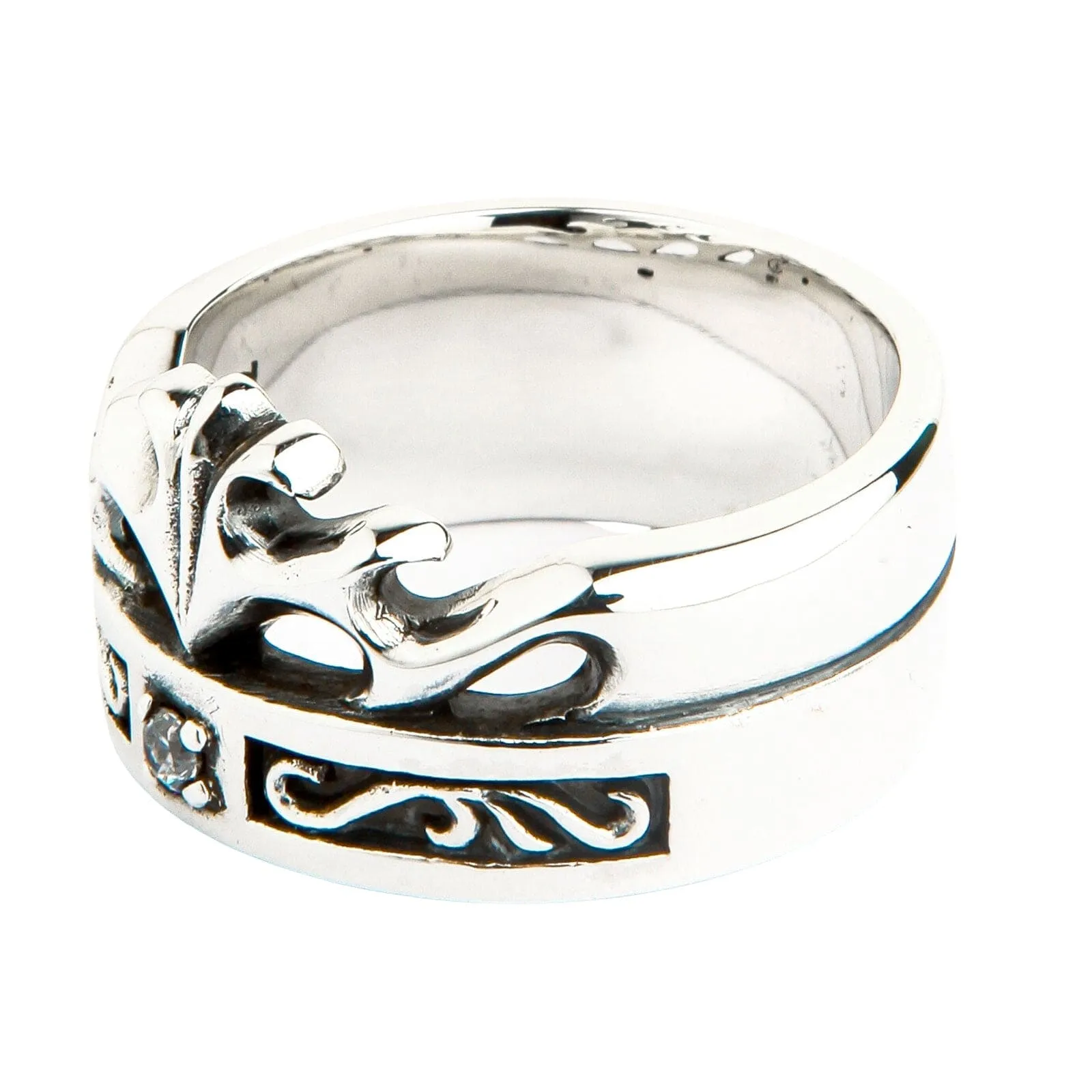 Celtic Crown Sterling Silver Band Ring
