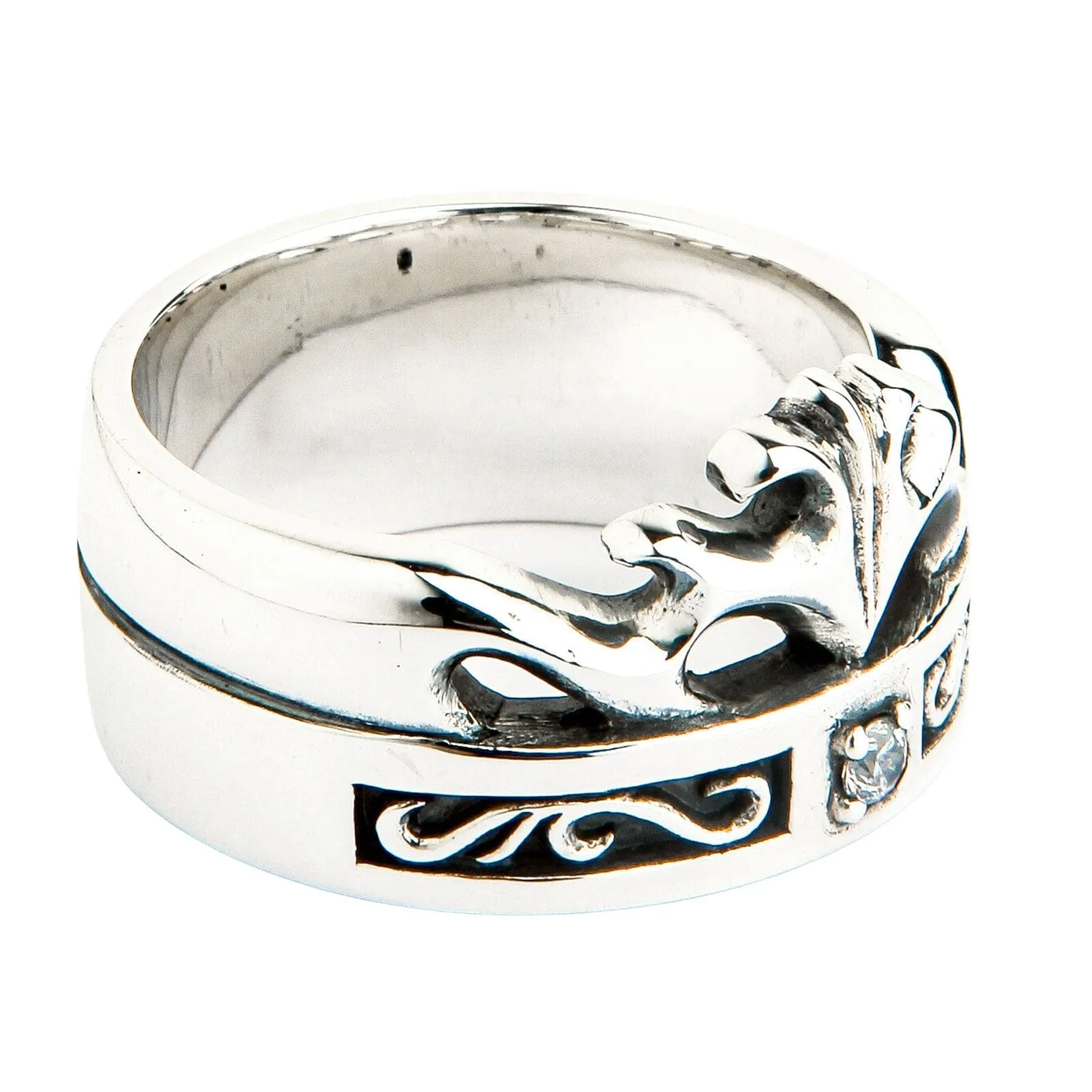 Celtic Crown Sterling Silver Band Ring