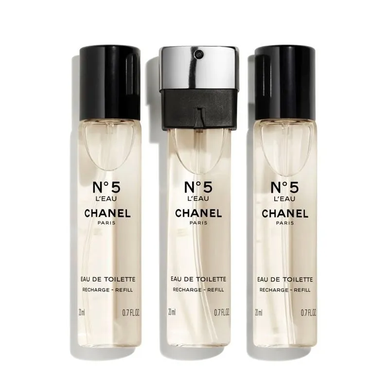 CHANEL NO.5 L'EAU FOR WOMEN EDT 3x20 ml   2 REFILLS TRAVEL SPRAY