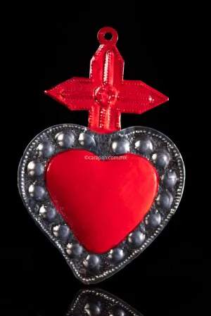 Chiseled Tin heart with Cross
