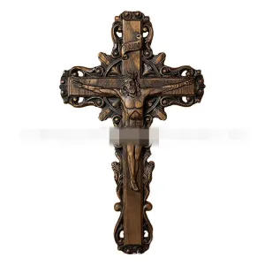 Christmas Crucifixion Wooden Beech Jesus Cross Carving Cathilic Wall Decoration Sculpture Crafts