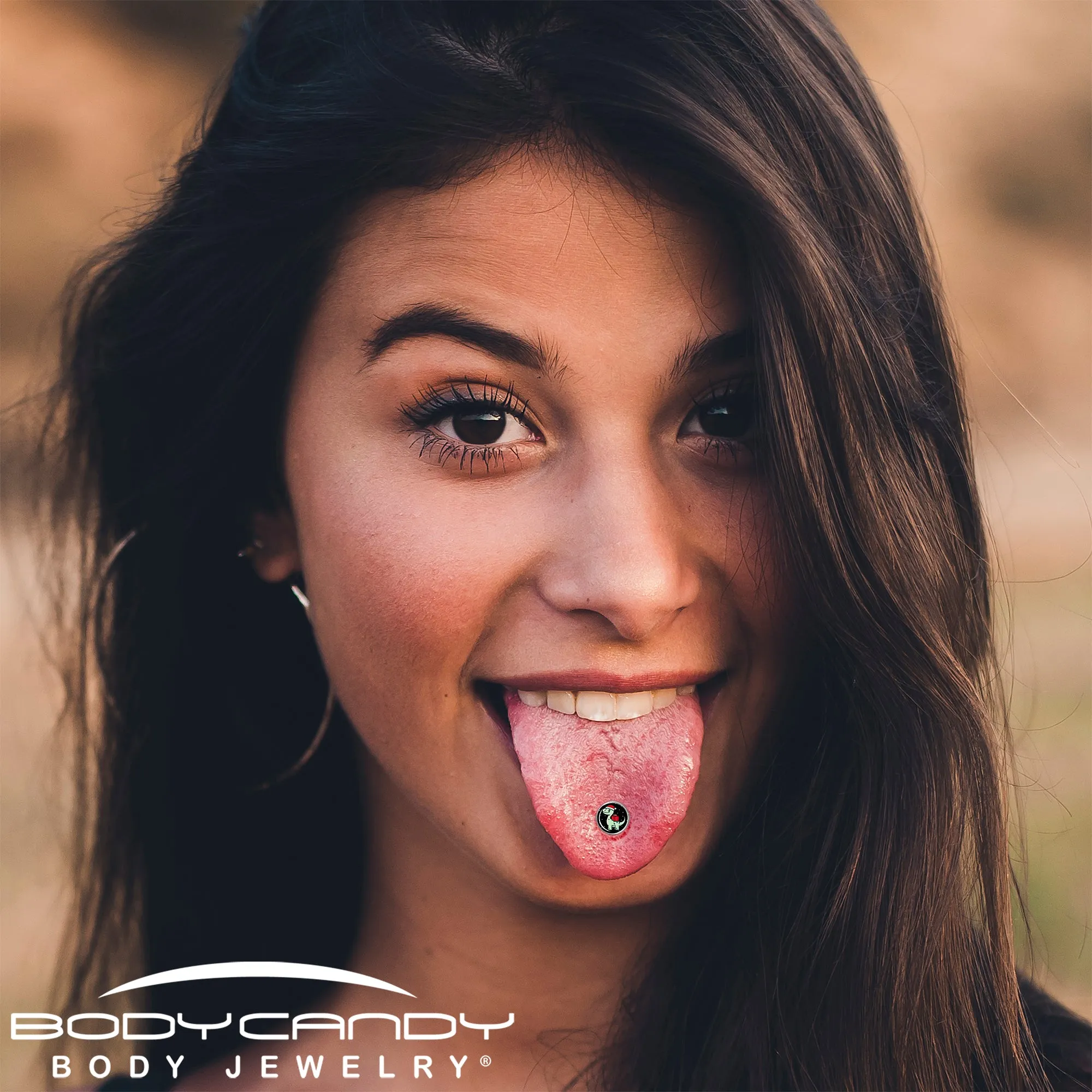 Christmas Holiday Dinosaur Barbell Tongue Ring
