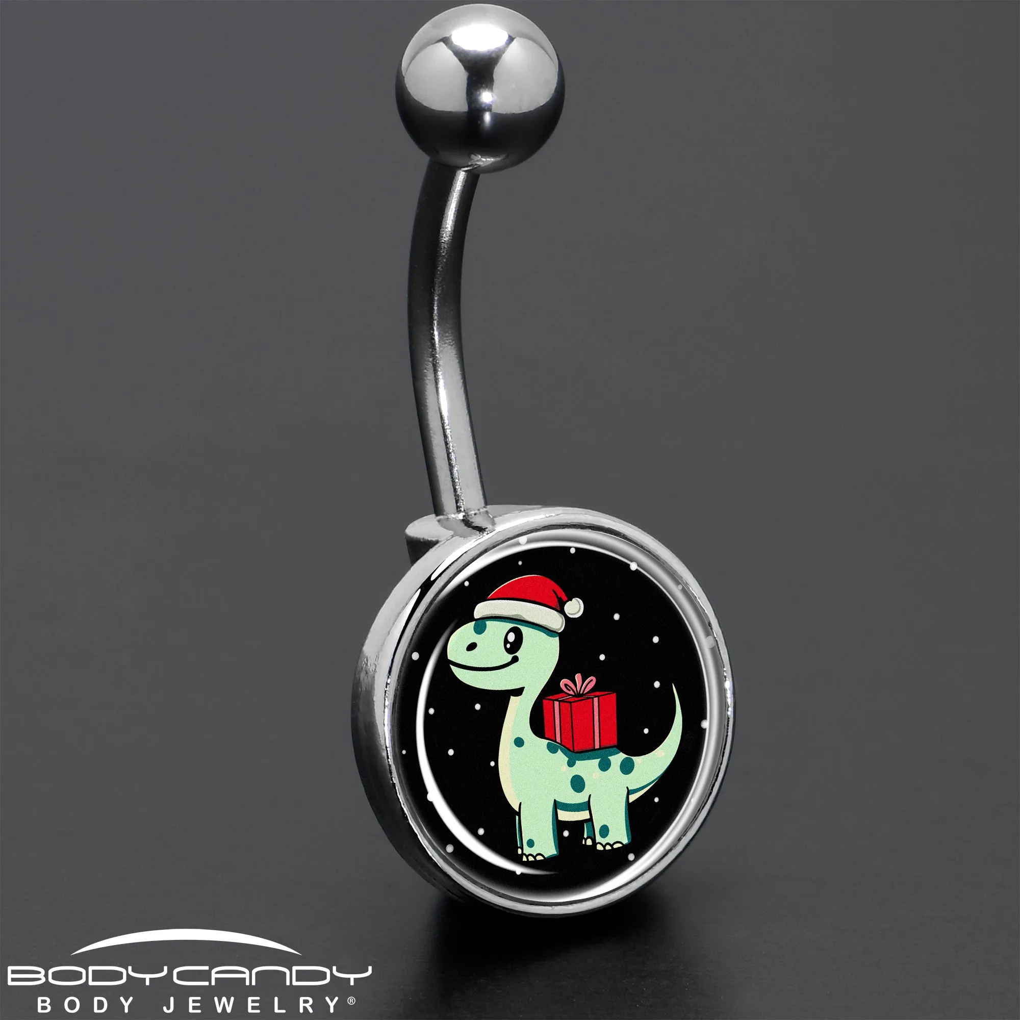 Christmas Holiday Dinosaur Belly Ring