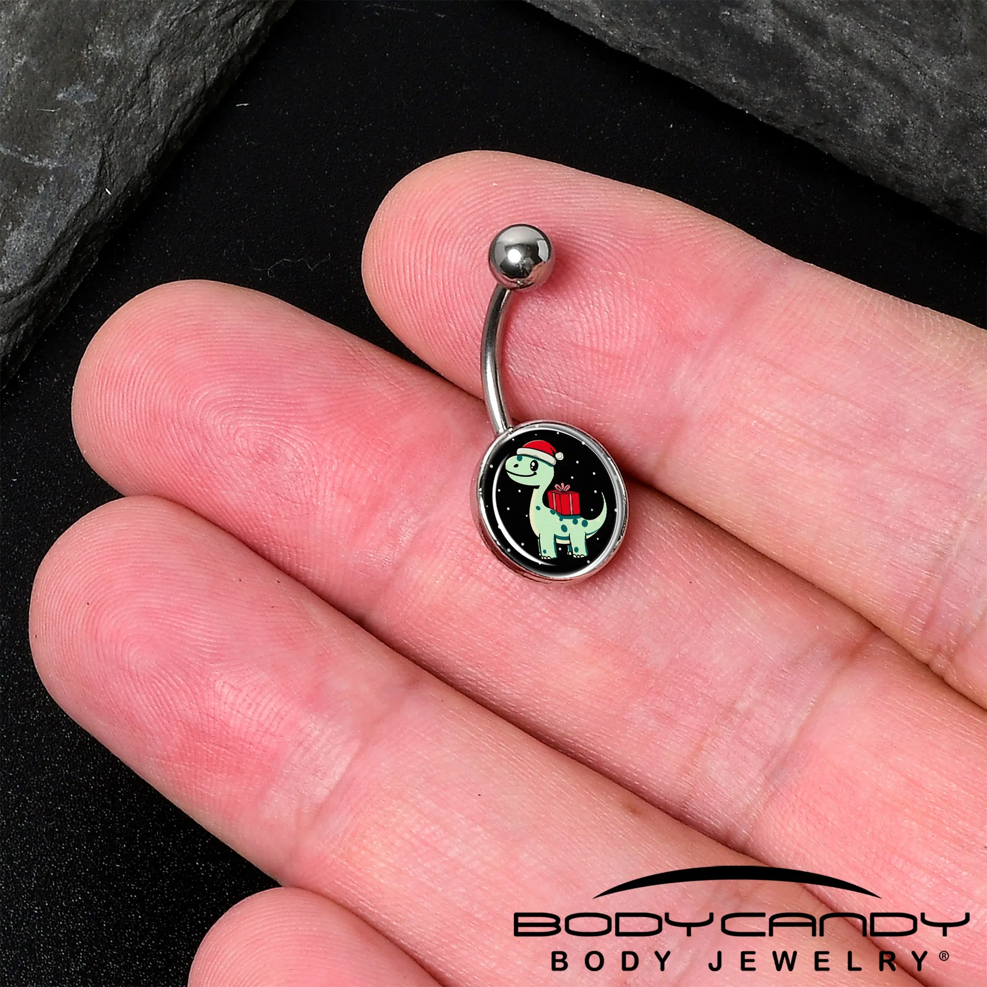 Christmas Holiday Dinosaur Belly Ring