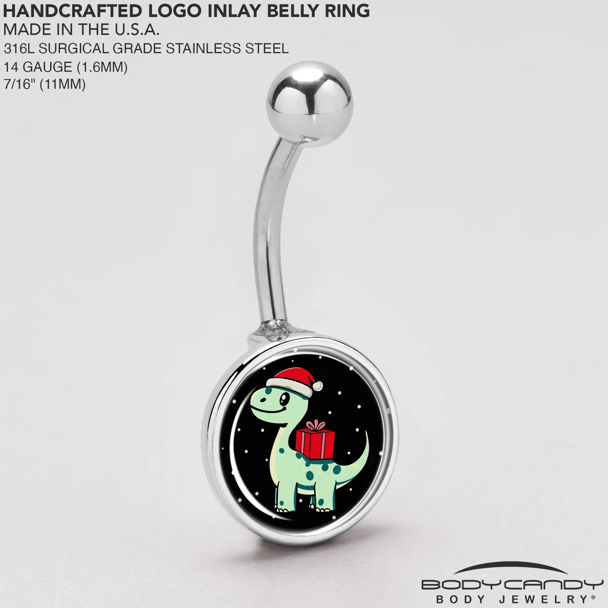 Christmas Holiday Dinosaur Belly Ring