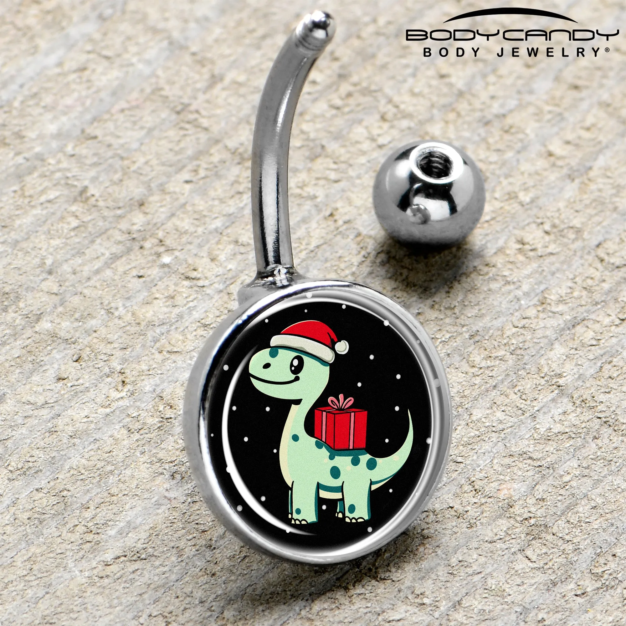 Christmas Holiday Dinosaur Belly Ring