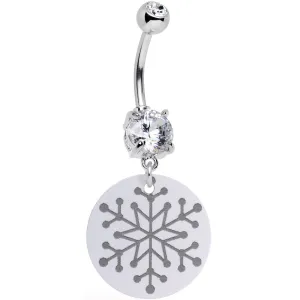 Clear Gem Winter Wonder Snowflake Dangle Belly Ring