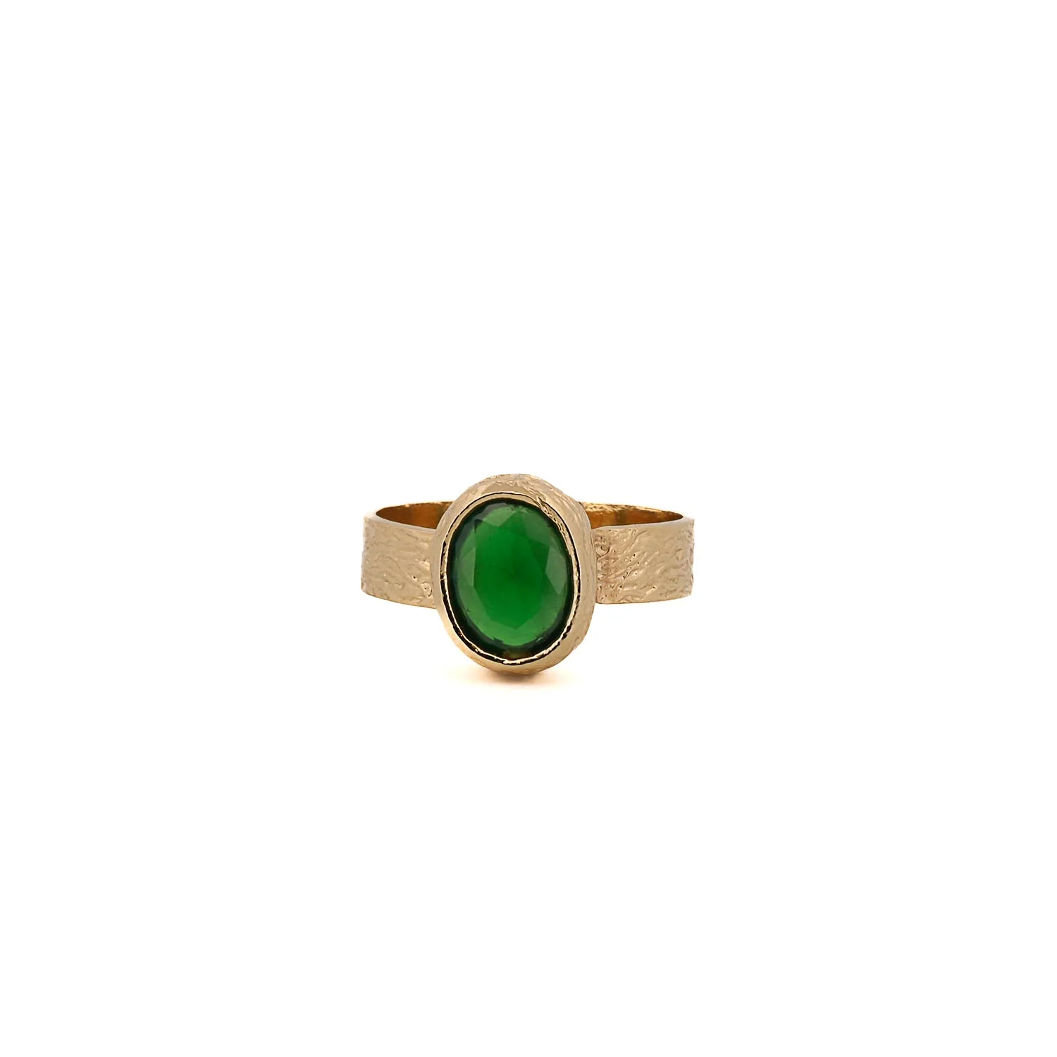 Cleopatra Gold & Green Jade Stone Adjustable Ring