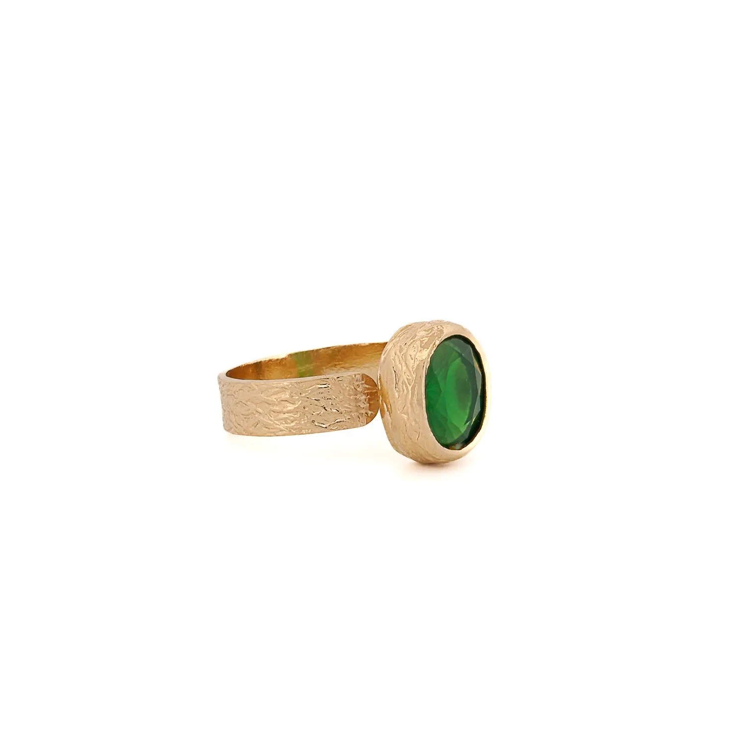 Cleopatra Gold & Green Jade Stone Adjustable Ring