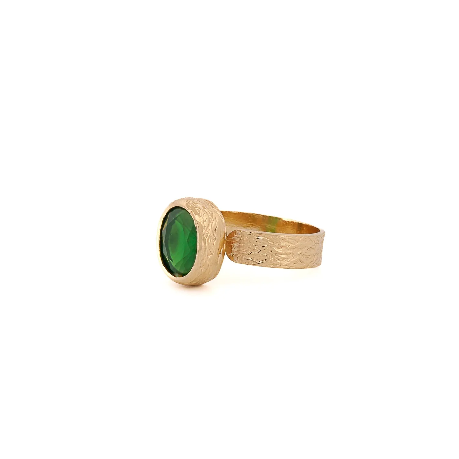 Cleopatra Gold & Green Jade Stone Adjustable Ring