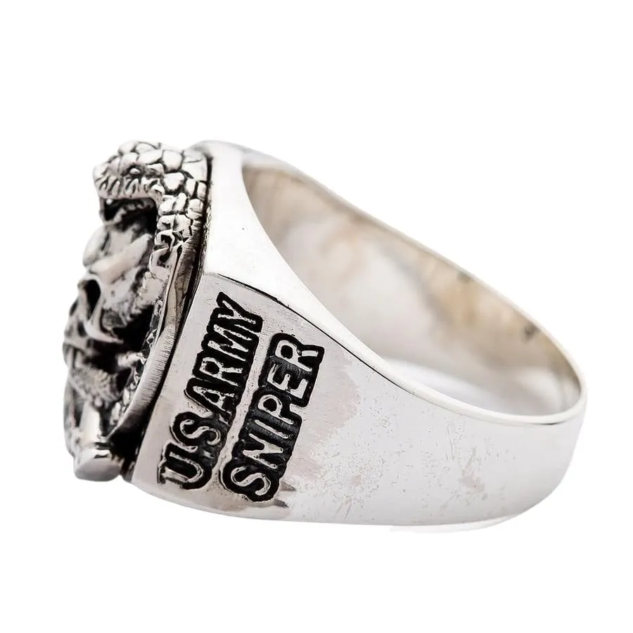 Cobra Skull US Army Sniper Sterling Silver Ring