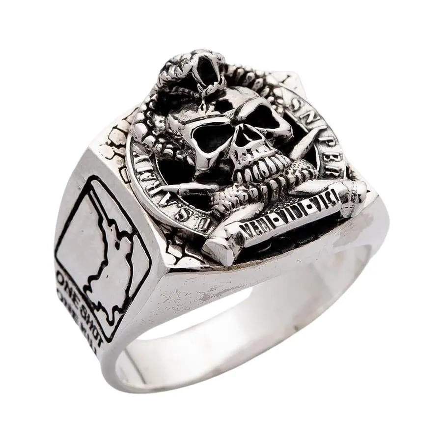 Cobra Skull US Army Sniper Sterling Silver Ring