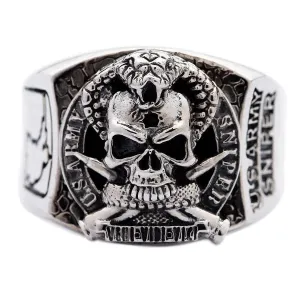 Cobra Skull US Army Sniper Sterling Silver Ring